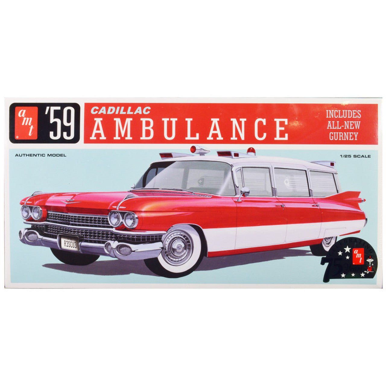 AMT 1395 1/25 1959 Cadillac Ambulance with Gurney
