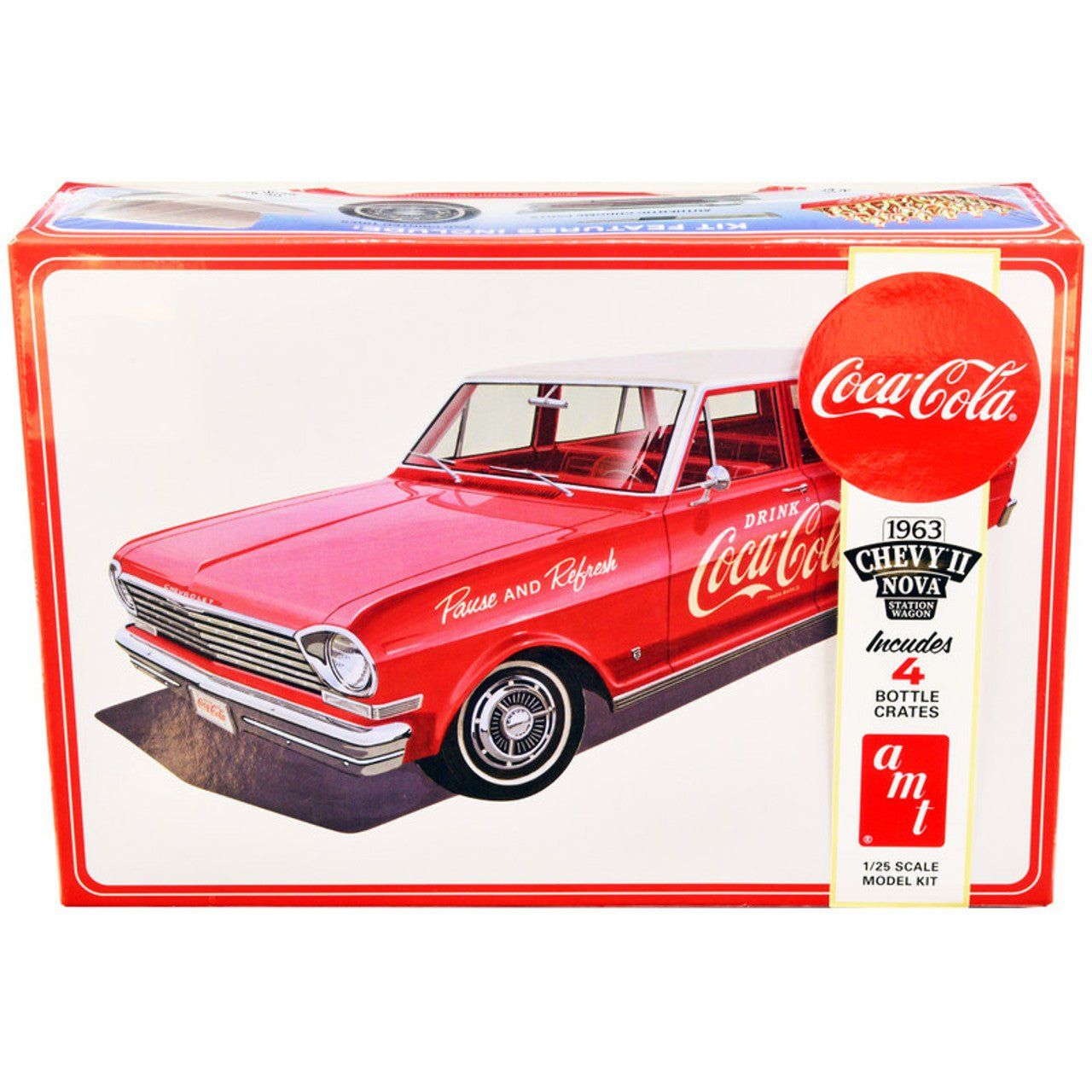 AMT 1963 Chevy II Nova Wagon w/Crates Coke 1/25 Scale Model Kit