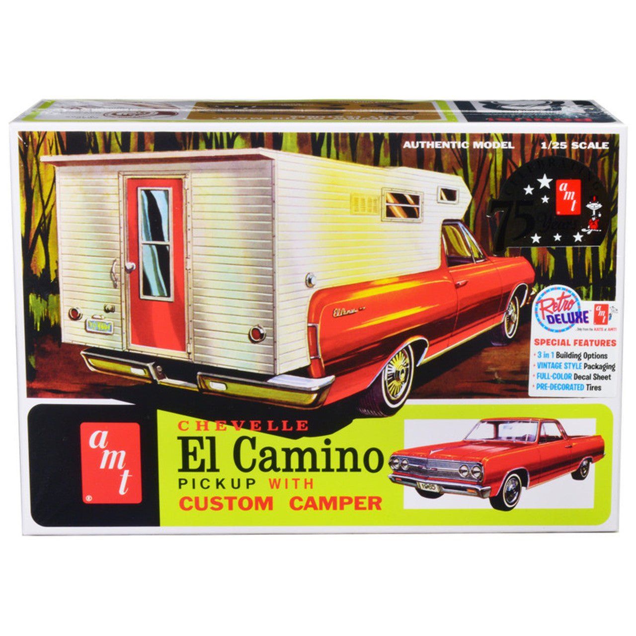 AMT 1965 CHEVY EL CAMINO W/CAMPER 1/25 SCALE MODEL KIT
