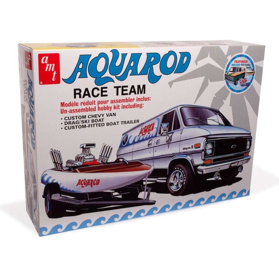 AMT Aqua Rod Race Team 1975 Chevy Van, Race Boat & Trailer 1/25 Scale Model Kit