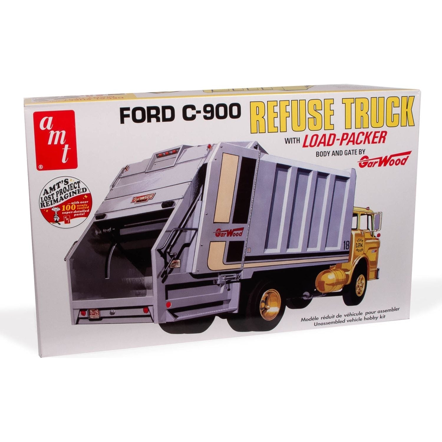 AMT Ford C-900 Gar Wood Load Packer Garbage Truck 1/25 Scale Model Kit