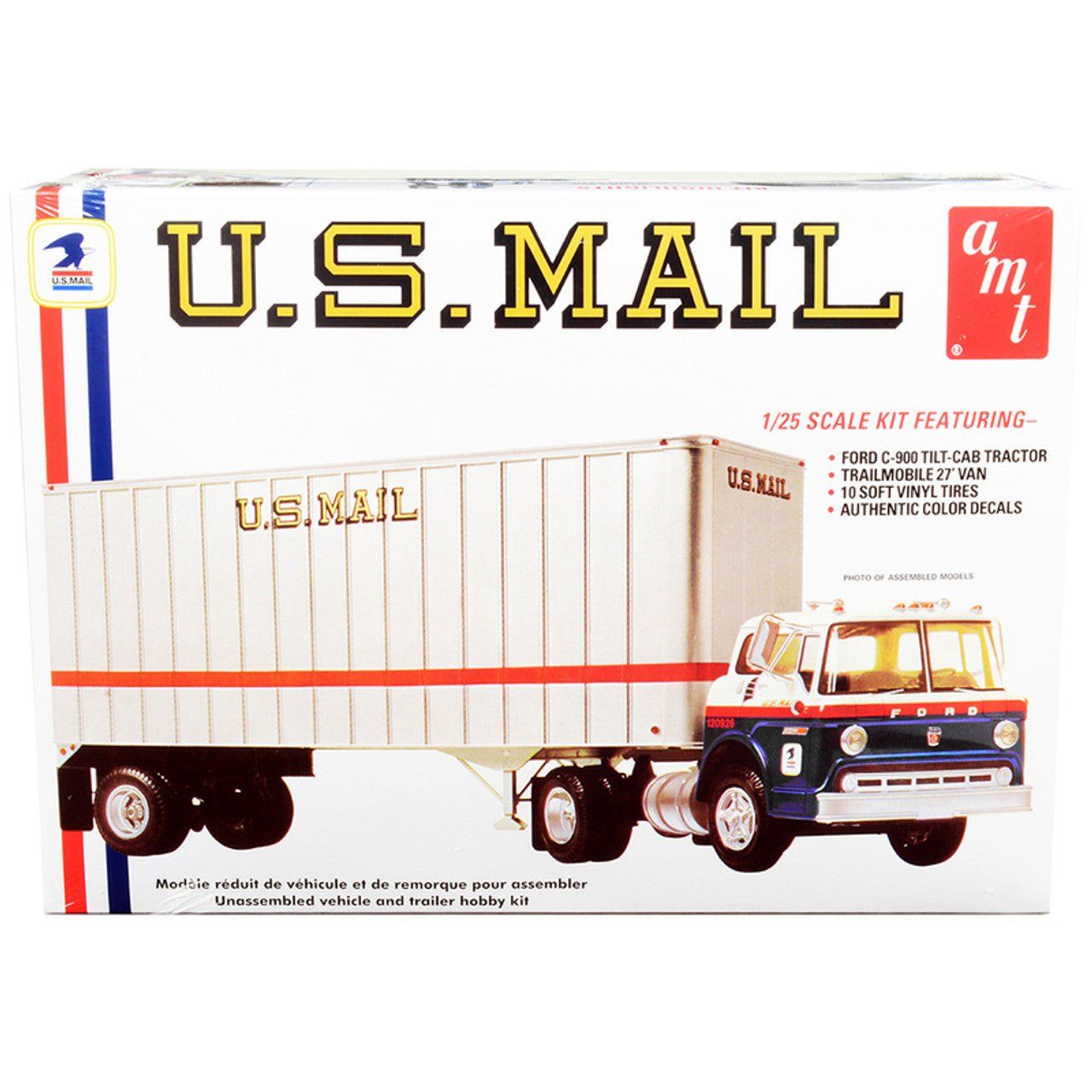AMT FORD C600 US MAIL TRUCK W/USPS TRAILER 1/25 SCALE MODEL KIT