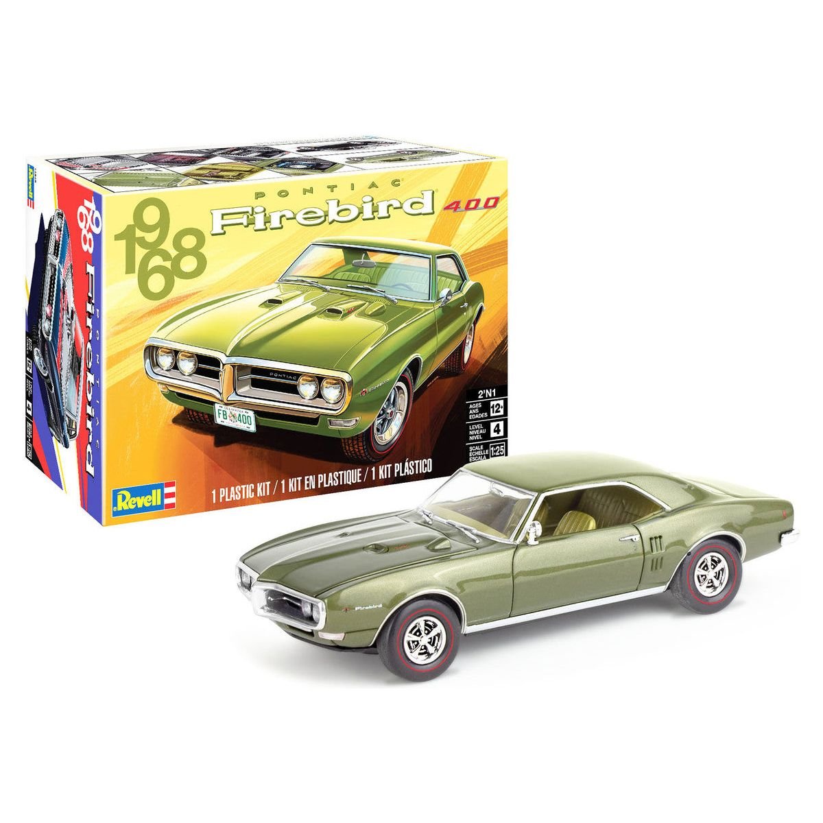Level 4 Model Kit 1968 Pontiac Firebird 400 2-in-1 Kit 1/25 Scale Model by Revell