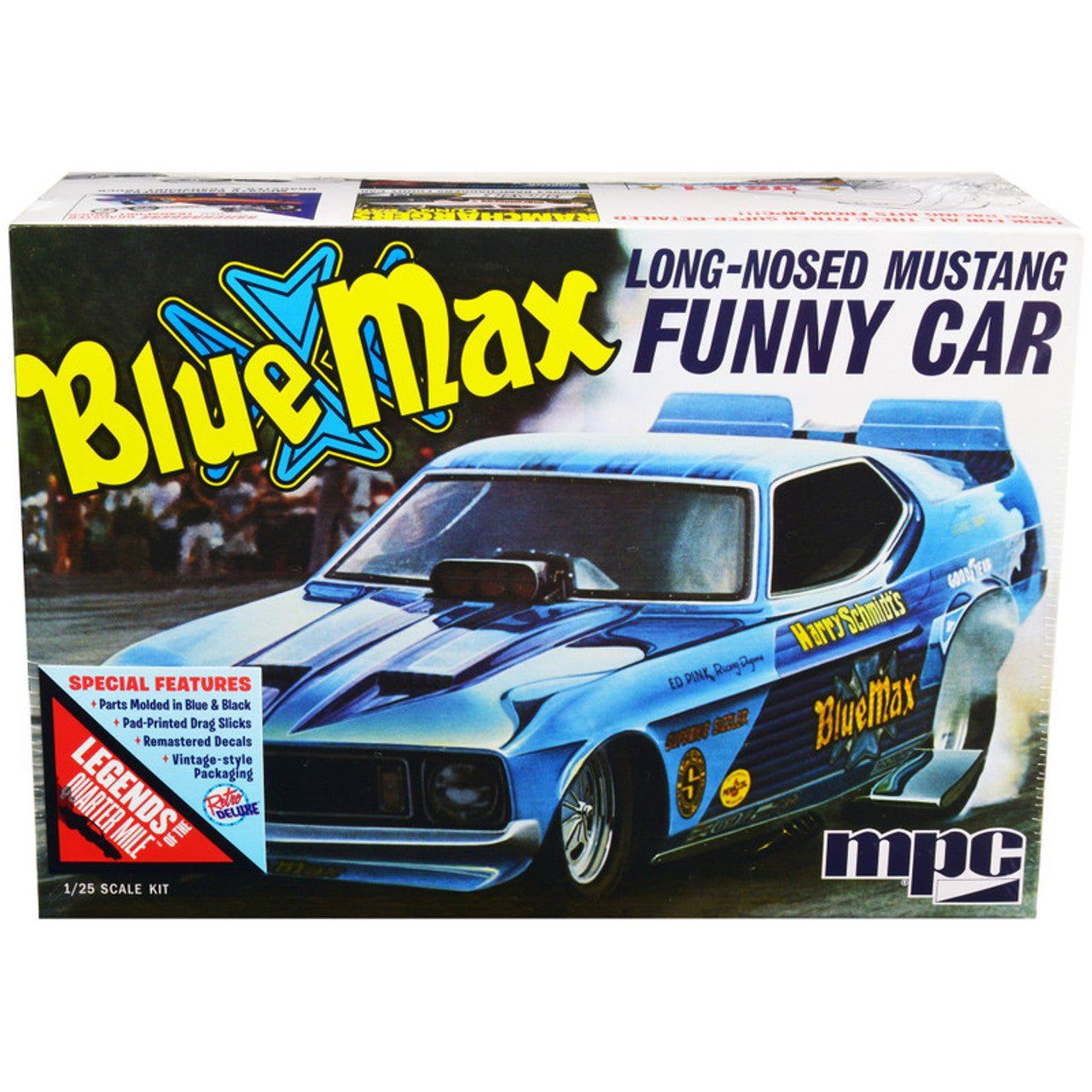 MPC Blue Max Long Nose Mustang Funny Car 1:25 Scale Model Kit